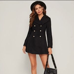 SHEIN| Notch Collar Double Breasted Coat